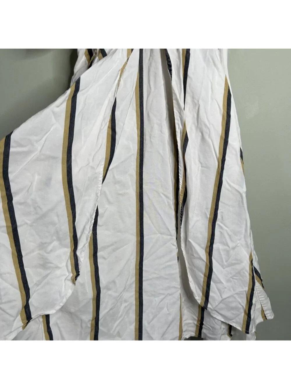 Sancia Anika White Striped Short Sleeve Belted Midi Dress Women's Size Medium M - Picture 8 of 12
